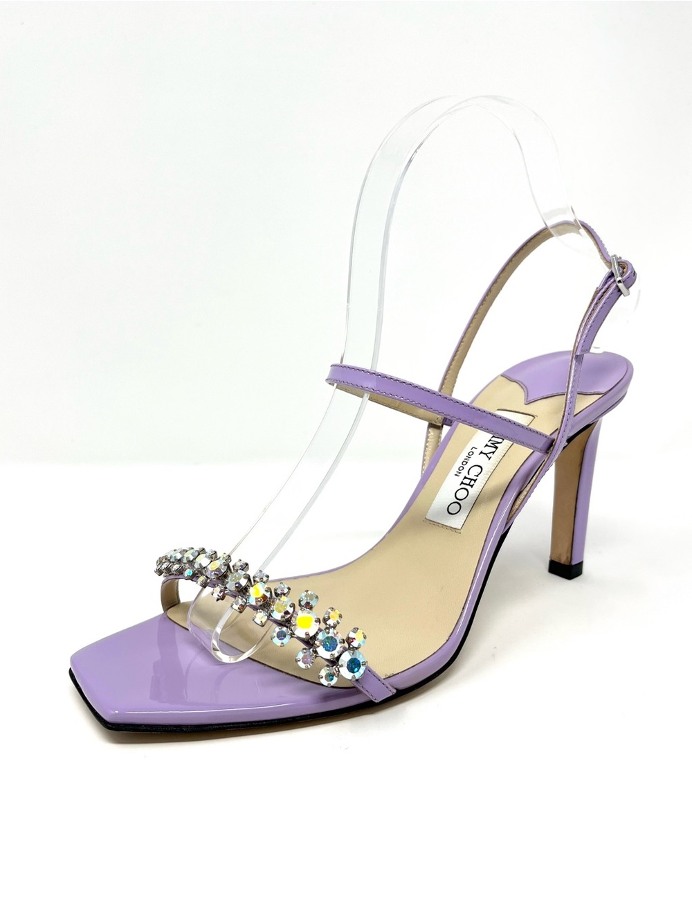 Jimmy Choo Meira Purple Patent Crystal Slingback Sandals High Heels Strappy 39 9 - Picture 12 of 12